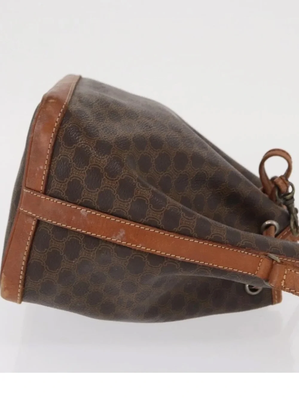 Celine Brown Monogram Drawstring Satchel